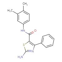 Chemical structure of 2-amino-N-(3,4-dimethylphenyl)-4-phenyl-1,3-thiazole-5-carboxamide - CSSB00026726767