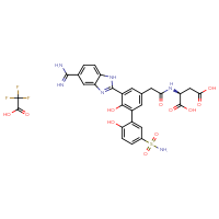Chemical structure of (2S)-2-{2-[5-(5-carbamimidoyl-1H-1,3-benzodiazol-2-yl)-2',6-dihydroxy-5'-sulfamoyl-[1,1'-biphenyl]-3-yl]acetamido}butanedioic acid; trifluoroacetic acid - CSSB14813039662
