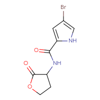 Chemical structure of 4-bromo-N-(2-oxooxolan-3-yl)-1H-pyrrole-2-carboxamide - CSSB03552509192