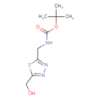 Chemical structure of tert-butyl N-{[5-(hydroxymethyl)-1,3,4-thiadiazol-2-yl]methyl}carbamate - CSSB00161000693