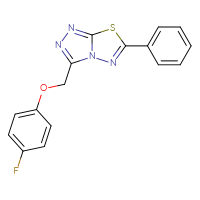 Chemical structure of 3-[(4-fluorophenoxy)methyl]-6-phenyl-[1,2,4]triazolo[3,4-b][1,3,4]thiadiazole - CSSB00121637011