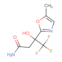 Chemical structure of 4,4,4-trifluoro-3-hydroxy-3-(5-methyl-1,3-oxazol-2-yl)butanamide - CSSB02270739165