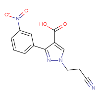 Chemical structure of 1-(2-cyanoethyl)-3-(3-nitrophenyl)-1H-pyrazole-4-carboxylic acid - CSSB00000745805