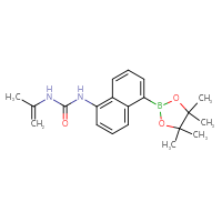 Chemical structure of 3-(prop-1-en-2-yl)-1-[5-(4,4,5,5-tetramethyl-1,3,2-dioxaborolan-2-yl)naphthalen-1-yl]urea - CSSB21246427257