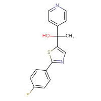 Chemical structure of 1-[2-(4-fluorophenyl)-1,3-thiazol-5-yl]-1-(pyridin-4-yl)ethan-1-ol - CSSB06835377511