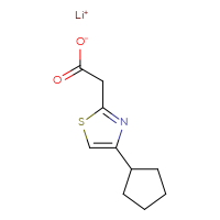 Chemical structure of lithium(1+) 2-(4-cyclopentyl-1,3-thiazol-2-yl)acetate - CSSB00025784589