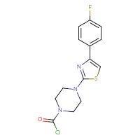 Chemical structure of 4-[4-(4-fluorophenyl)-1,3-thiazol-2-yl]piperazine-1-carbonyl chloride - CSSB21224773488