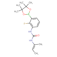 Chemical structure of 3-[(2E)-but-2-en-2-yl]-1-[2-fluoro-3-(4,4,5,5-tetramethyl-1,3,2-dioxaborolan-2-yl)phenyl]urea - CSSB21245996822