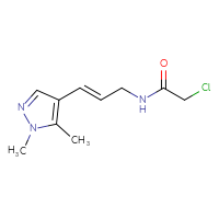 Chemical structure of 2-chloro-N-[(2E)-3-(1,5-dimethyl-1H-pyrazol-4-yl)prop-2-en-1-yl]acetamide - CSSB21332081952