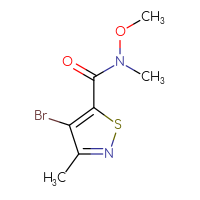 Chemical structure of 4-bromo-N-methoxy-N,3-dimethyl-1,2-thiazole-5-carboxamide - CSSB03551311289
