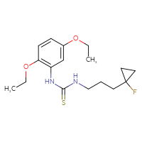 Chemical structure of 1-(2,5-diethoxyphenyl)-3-[3-(1-fluorocyclopropyl)propyl]thiourea - CSSB21432452400