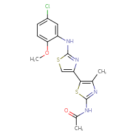 Chemical structure of N-(5-{2-[(5-chloro-2-methoxyphenyl)amino]-1,3-thiazol-4-yl}-4-methyl-1,3-thiazol-2-yl)acetamide - CSSB00159738758