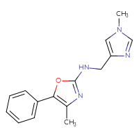 Chemical structure of 4-methyl-N-[(1-methyl-1H-imidazol-4-yl)methyl]-5-phenyl-1,3-oxazol-2-amine - CSSB15145944817
