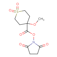 Chemical structure of 2,5-dioxopyrrolidin-1-yl 4-methoxy-1,1-dioxo-1λ⁶-thiane-4-carboxylate - CSSB20269602225
