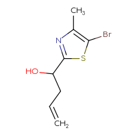 Chemical structure of 1-(5-bromo-4-methyl-1,3-thiazol-2-yl)but-3-en-1-ol - CSSB00116408208