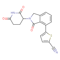 Chemical structure of 5-[2-(2,6-dioxopiperidin-3-yl)-3-oxo-2,3-dihydro-1H-isoindol-4-yl]thiophene-2-carbonitrile - CSSB06581409570