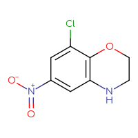 Chemical structure of 8-chloro-6-nitro-3,4-dihydro-2H-1,4-benzoxazine - CSSB21323993413