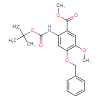 Chemical structure of methyl 4-(benzyloxy)-2-{[(tert-butoxy)carbonyl]amino}-5-methoxybenzoate - CSSB21397802958