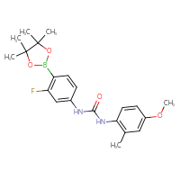 Chemical structure of 1-[3-fluoro-4-(4,4,5,5-tetramethyl-1,3,2-dioxaborolan-2-yl)phenyl]-3-(4-methoxy-2-methylphenyl)urea - CSSB21332088139