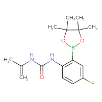 Chemical structure of 1-[4-fluoro-2-(4,4,5,5-tetramethyl-1,3,2-dioxaborolan-2-yl)phenyl]-3-(prop-1-en-2-yl)urea - CSSB21245997980