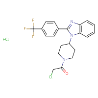 Chemical structure of 2-chloro-1-(4-{2-[4-(trifluoromethyl)phenyl]-1H-1,3-benzodiazol-1-yl}piperidin-1-yl)ethan-1-one hydrochloride - CSSB14849113779