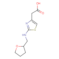 Chemical structure of 2-(2-{[(oxolan-2-yl)methyl]amino}-1,3-thiazol-4-yl)acetic acid - CSSB00000244918