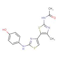 Chemical structure of N-(5-{2-[(4-hydroxyphenyl)amino]-1,3-thiazol-4-yl}-4-methyl-1,3-thiazol-2-yl)acetamide - CSSB02125429537