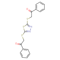 Chemical structure of 2-({5-[(2-oxo-2-phenylethyl)sulfanyl]-1,3,4-thiadiazol-2-yl}sulfanyl)-1-phenylethan-1-one - CSSB00047625299