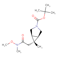 Chemical structure of tert-butyl (1R,5S,6S)-6-{[methoxy(methyl)carbamoyl]methyl}-6-methyl-3-azabicyclo[3.1.0]hexane-3-carboxylate - CSSB20745166957