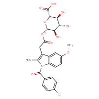 Chemical structure of (2S,3S,4S,5R,6S)-6-({2-[1-(4-chlorobenzoyl)-5-methoxy-2-methyl-1H-indol-3-yl]acetyl}oxy)-3,4,5-trihydroxyoxane-2-carboxylic acid - CSSB00020664114
