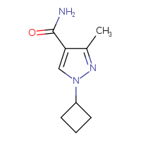 Chemical structure of 1-cyclobutyl-3-methyl-1H-pyrazole-4-carboxamide - CSSB00102734164