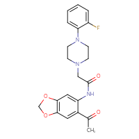 Chemical structure of N-(6-acetyl-2H-1,3-benzodioxol-5-yl)-2-[4-(2-fluorophenyl)piperazin-1-yl]acetamide - CSSB00025730134