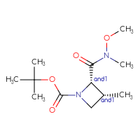 Chemical structure of rac-tert-butyl (2R,3S)-2-[methoxy(methyl)carbamoyl]-3-methylazetidine-1-carboxylate - CSSB02125829629