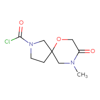 Chemical structure of 9-methyl-8-oxo-6-oxa-2,9-diazaspiro[4.5]decane-2-carbonyl chloride - CSSB14999591362