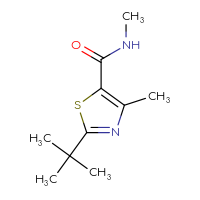Chemical structure of 2-tert-butyl-N,4-dimethyl-1,3-thiazole-5-carboxamide - CSSB01991376334