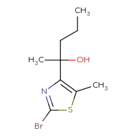Chemical structure of 2-(2-bromo-5-methyl-1,3-thiazol-4-yl)pentan-2-ol - CSSB20845870914