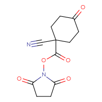 Chemical structure of 2,5-dioxopyrrolidin-1-yl 1-cyano-4-oxocyclohexane-1-carboxylate - CSSB20270999668