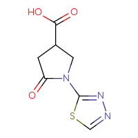Chemical structure of 5-oxo-1-(1,3,4-thiadiazol-2-yl)pyrrolidine-3-carboxylic acid - CSSB00016146252