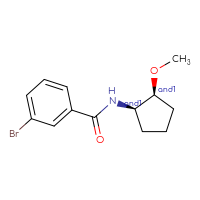 Chemical structure of rac-3-bromo-N-[(1R,2S)-2-methoxycyclopentyl]benzamide - CSSB21432561831