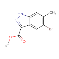 Chemical structure of methyl 5-bromo-6-methyl-1H-indazole-3-carboxylate - CSSB00011012890