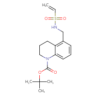 Chemical structure of tert-butyl 5-(ethenesulfonamidomethyl)-1,2,3,4-tetrahydroquinoline-1-carboxylate - CSSB21332102612