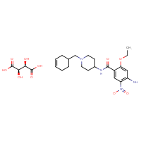 Chemical structure of (2R,3R)-2,3-dihydroxybutanedioic acid; 4-amino-N-{1-[(cyclohex-3-en-1-yl)methyl]piperidin-4-yl}-2-ethoxy-5-nitrobenzamide - CSSB00160475809