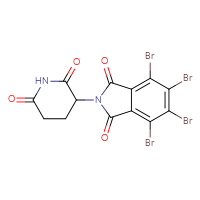 Chemical structure of 4,5,6,7-tetrabromo-2-(2,6-dioxopiperidin-3-yl)-2,3-dihydro-1H-isoindole-1,3-dione - CSSB06744558684