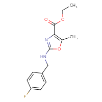 Chemical structure of ethyl 2-{[(4-fluorophenyl)methyl]amino}-5-methyl-1,3-oxazole-4-carboxylate - CSSB00133733006