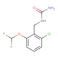 Chemical structure of {[2-chloro-6-(difluoromethoxy)phenyl]methyl}urea - CSSB01858308389