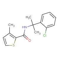 Chemical structure of N-[2-(2-chlorophenyl)propan-2-yl]-3-methylthiophene-2-carboxamide - CSSB19281072062