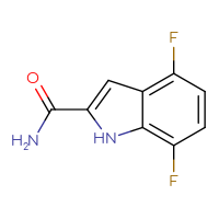 Chemical structure of 4,7-difluoro-1H-indole-2-carboxamide - CSSB02270737019