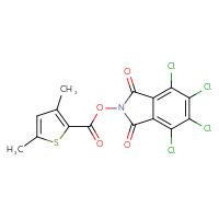 Chemical structure of 4,5,6,7-tetrachloro-1,3-dioxo-2,3-dihydro-1H-isoindol-2-yl 3,5-dimethylthiophene-2-carboxylate - CSSB20270306305