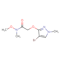 Chemical structure of 2-[(4-bromo-1-methyl-1H-pyrazol-3-yl)oxy]-N-methoxy-N-methylacetamide - CSSB01148880783