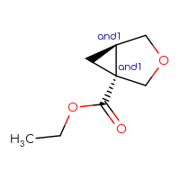 Chemical structure of rac-ethyl (1R,5R)-3-oxabicyclo[3.1.0]hexane-1-carboxylate - CSSB02125775850